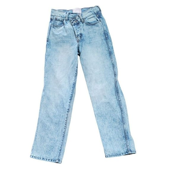 Women's Revice Retro Acid Denim Washed Jeans Off Center Button Size 25 - Picture 1 of 5